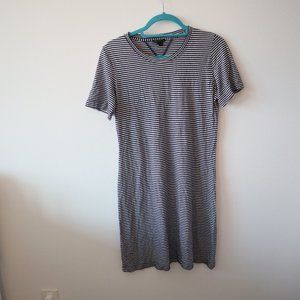 Theory Navy Blue and White Striped Dress - M